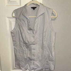 Brooks Brothers Sleeveless Blue and White Striped Shirt